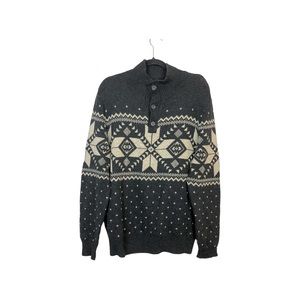 American Eagle Outfitters Men Navy Beige Knit Long Sleeves Sweater Large